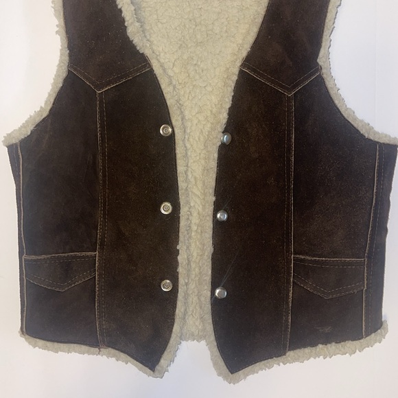 Handmade Boho Brown Suede Sherpa Vest - Women’s Size XS - Picture 7 of 11